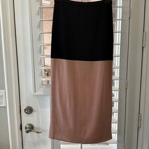 CEDRIC CHARLIER WOMENS 14 100% VIRGIN WOOL COLORBLOCK MAXI COLUMN SKIRT NAVY PNK